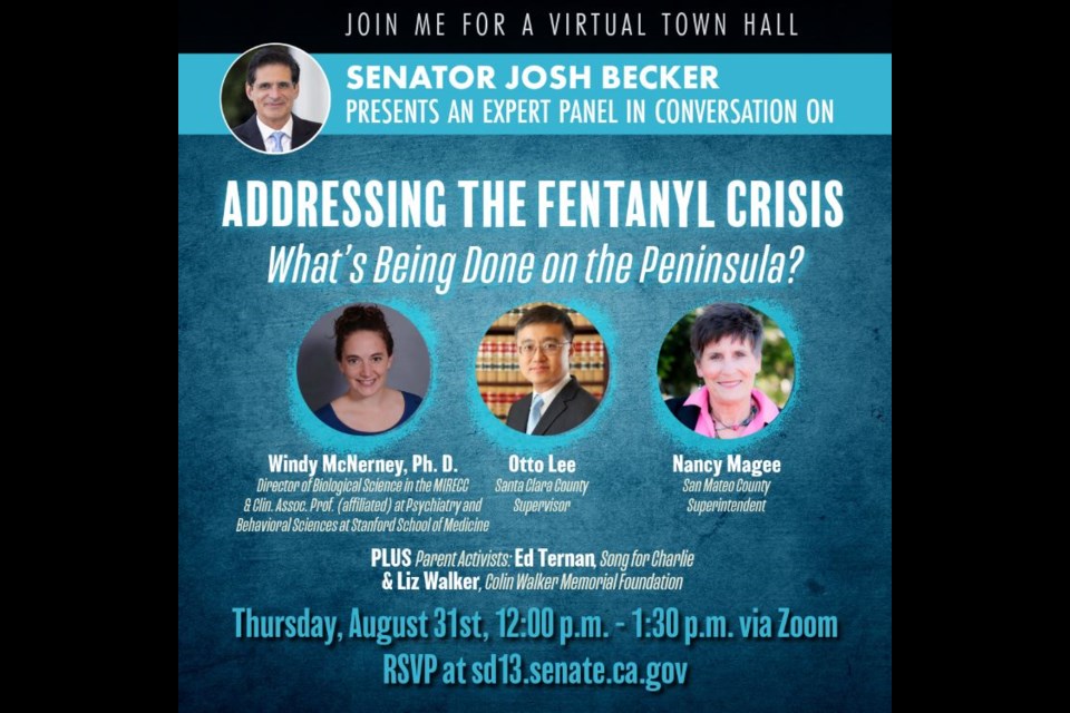 State Sen. Josh Becker is hosting a virtual town hall on the fentanyl crisis on Aug. 31, 2023. Courtesy office of state Sen. Josh Becker.